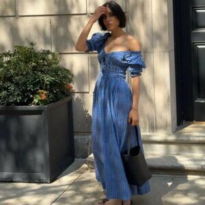 Doen Ischia Dress in Cassis Check Medium